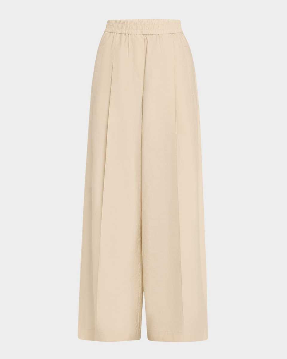Techno Popeline Wide-Leg Slit Track Pants